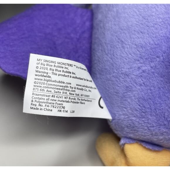 My Singing Monsters Tweedle Plush 8" Purple Bird Commonwealth 2020 - SOUND ERROR - Picture 12 of 13